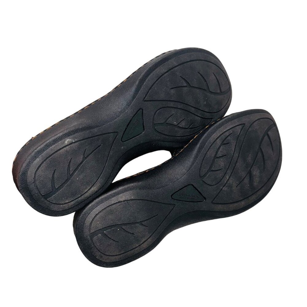 Autumn Run Leather Strappy Sandal Black 9 Cushion Comfort Wedge Adjustable Strap - Picture 7 of 10